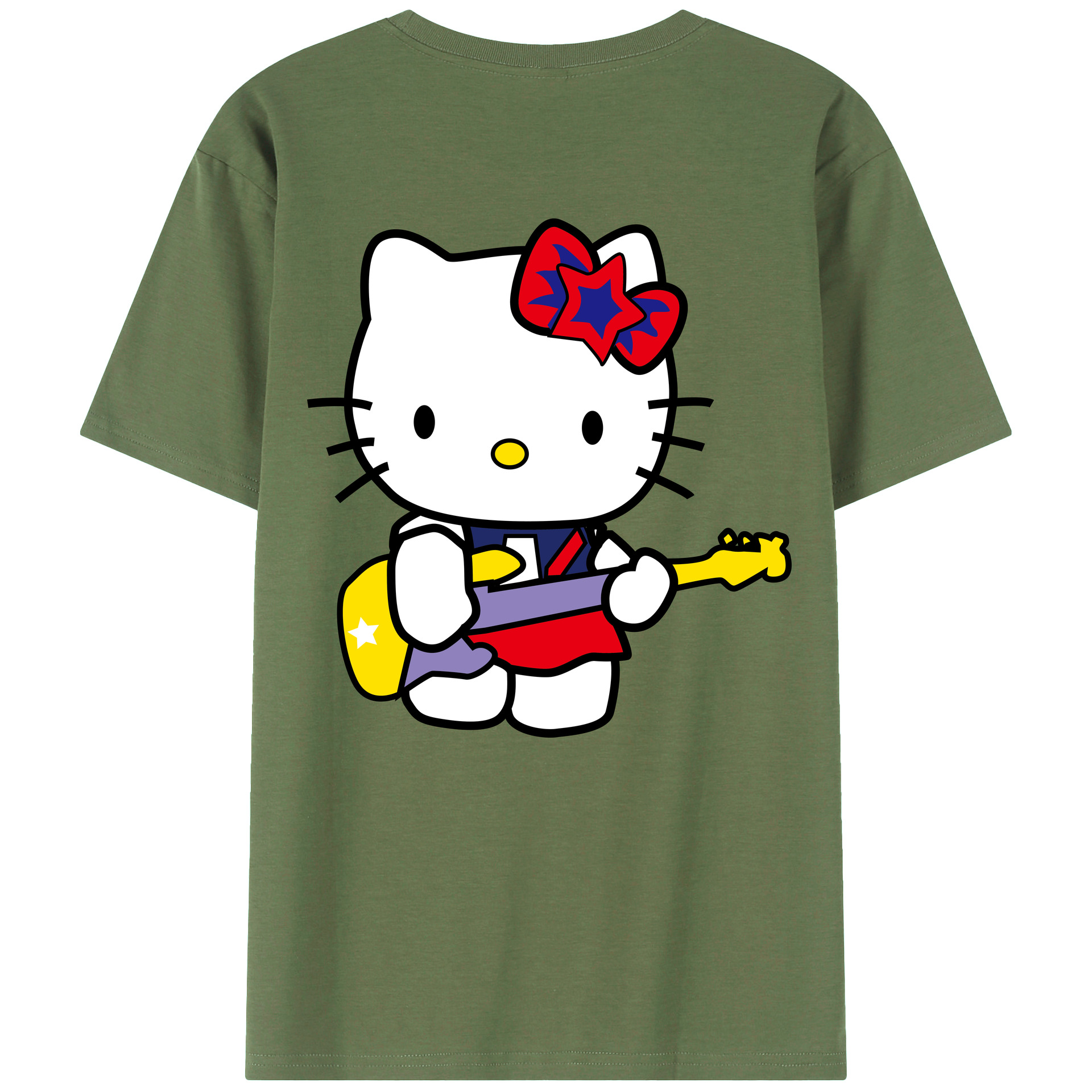 （画像用） Hello Kitty ハローキティ 綿100％ メンズ半袖Tシャツ（バックプリント） 通気性